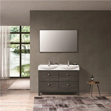 Meuble-lavabo à double évier à poser au sol